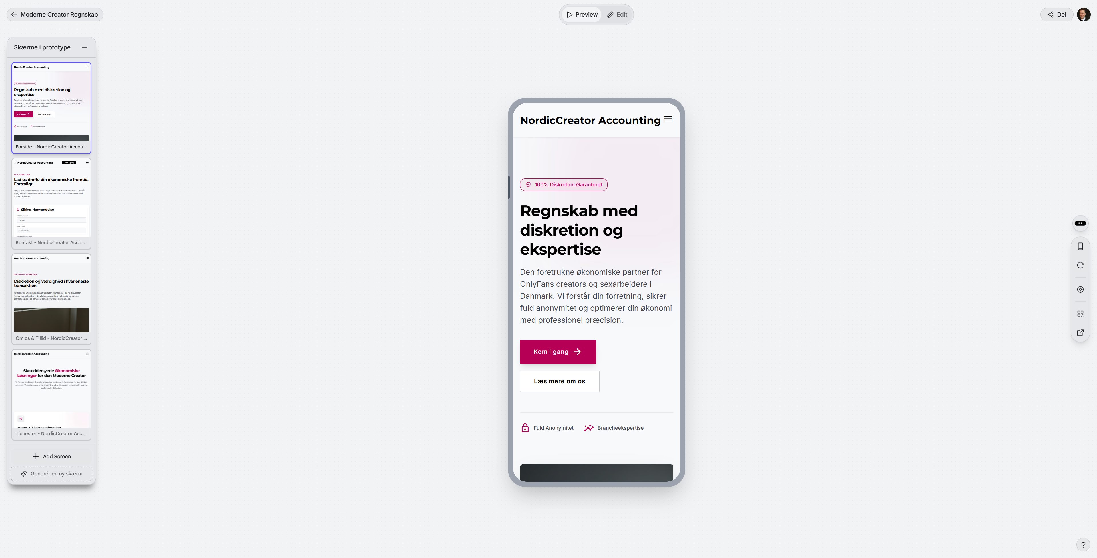 Stitch Regnskab med tillid Web Prototype preview desktop.mobile